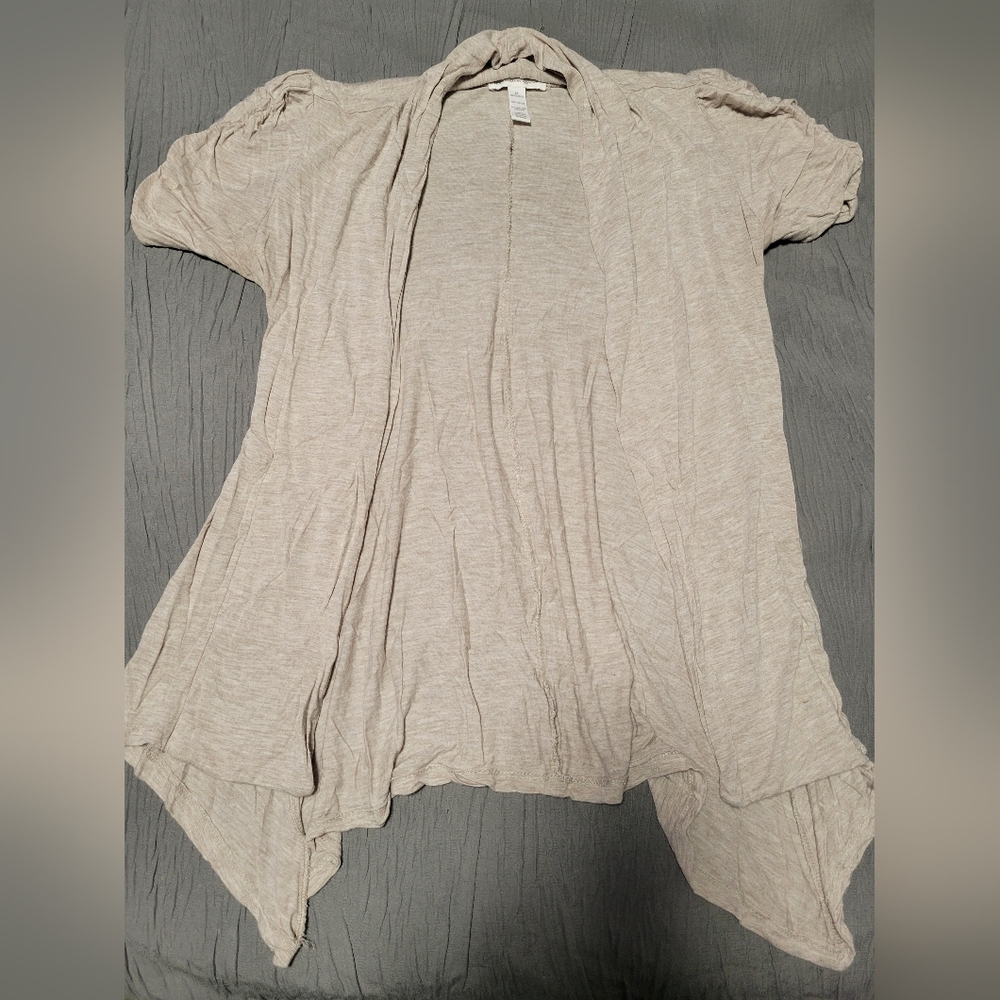 Ambiance Apparel Women's Light Beige Open Front Cardigan